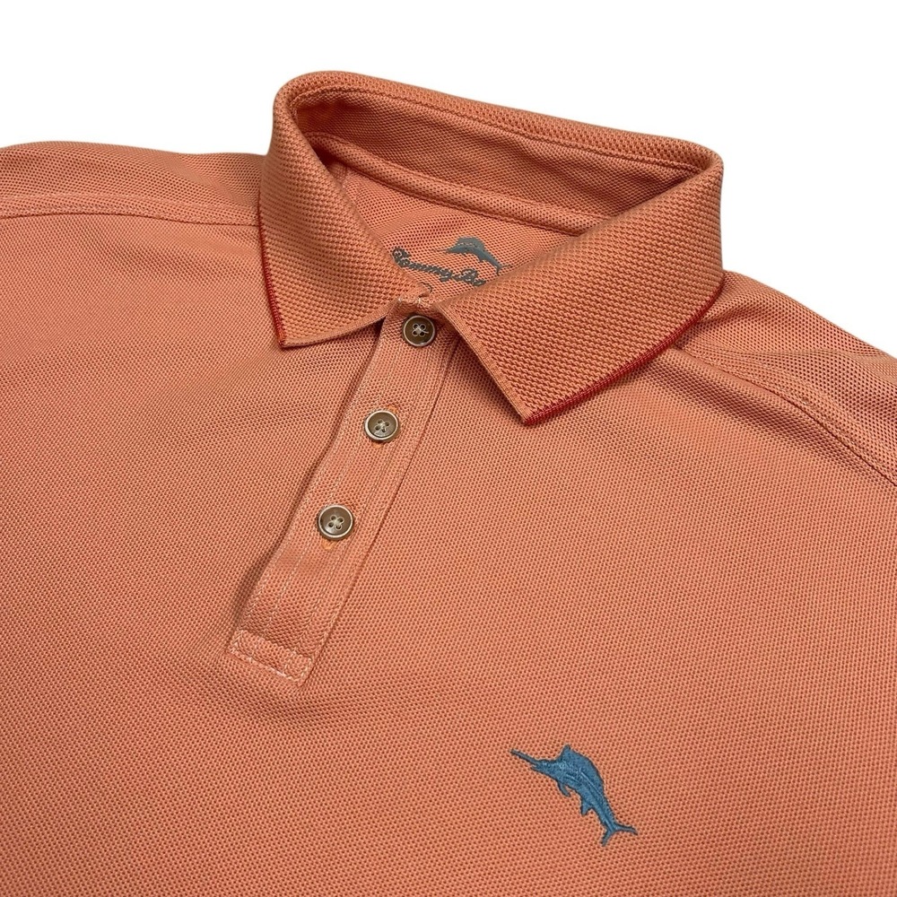 Tommy Bahama Emfielder Polo Shirt Men's Small Orange Supima Cotton Short Sleeve